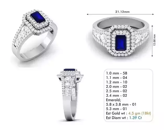 3dm file sapphire and diamond ring 3D model