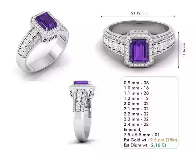 3dm file amethyst and diamond ring