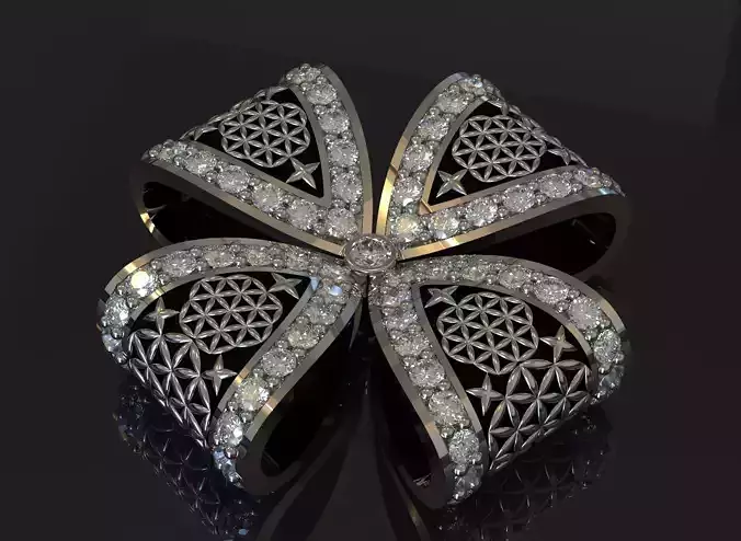 Necklace bow Flower of life with enamel 3D print model