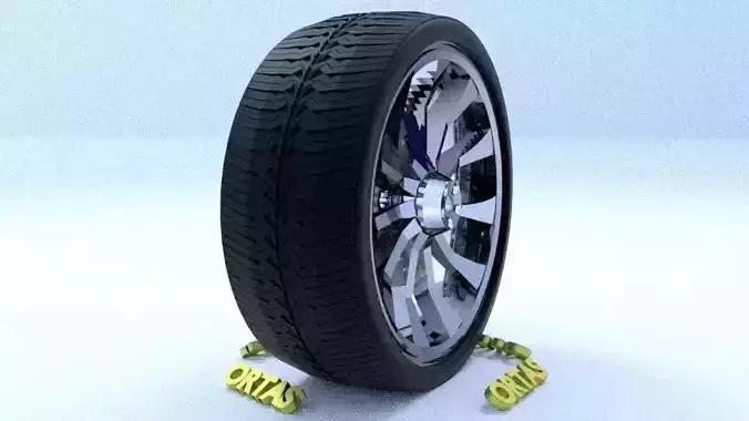 ORTAS CAR RIM 9 GAME READY RIM TIRE AND DISC 3D model