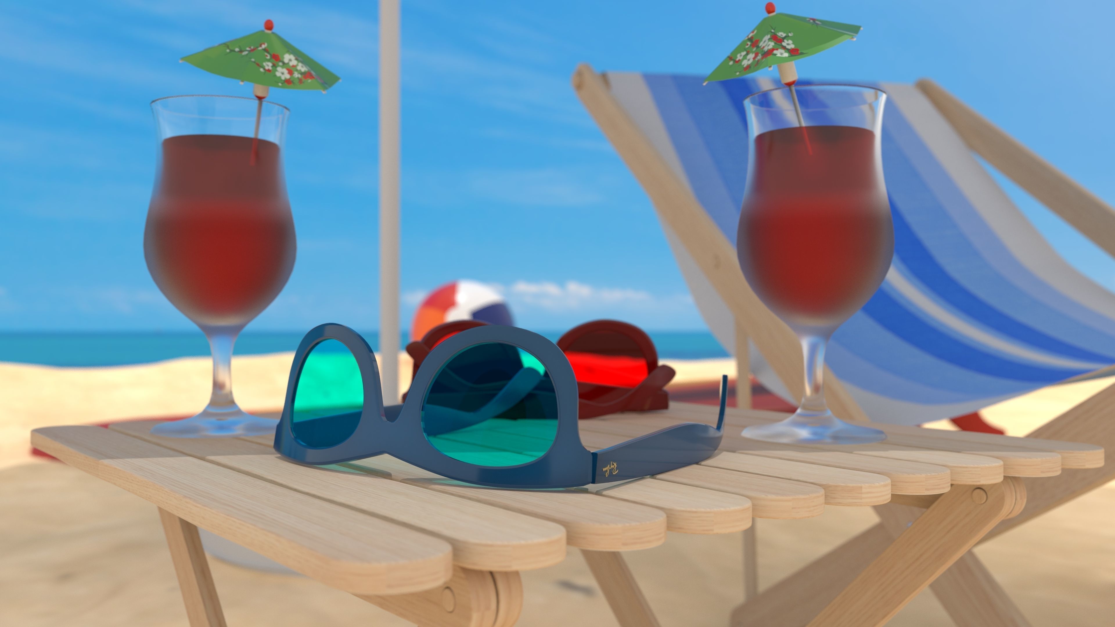 The Beach ring and ball 3D model_1