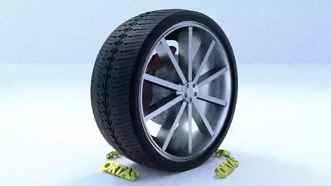 ORTAS CAR RIM 6 GAME READY RIM TIRE AND DISC 3D model
