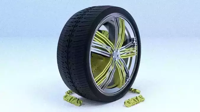 ORTAS CAR RIM 5 GAME READY RIM TIRE AND DISC 3D model