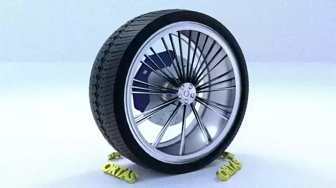 ORTAS CAR RIM 3 GAME READY RIM TIRE AND DISC 3D model