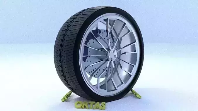 ORTAS CAR RIM 2 GAME READY RIM TIRE AND DISC 3D model