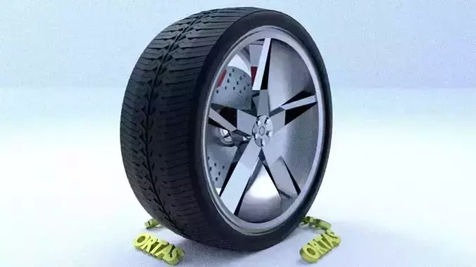 ORTAS CAR RIM 19 GAME READY RIM TIRE AND DISC 3D model