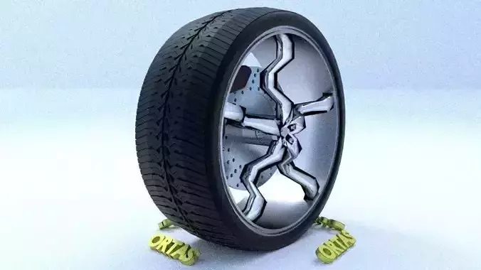 ORTAS CAR RIM 18 GAME READY RIM TIRE AND DISC 3D model