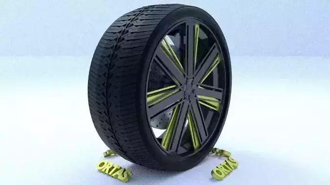 ORTAS CAR RIM 17 GAME READY RIM TIRE AND DISC 3D model