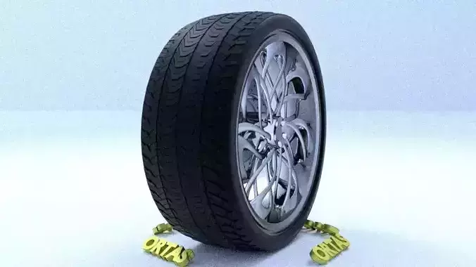 ORTAS CAR RIM 16 GAME READY RIM TIRE AND DISC 3D model