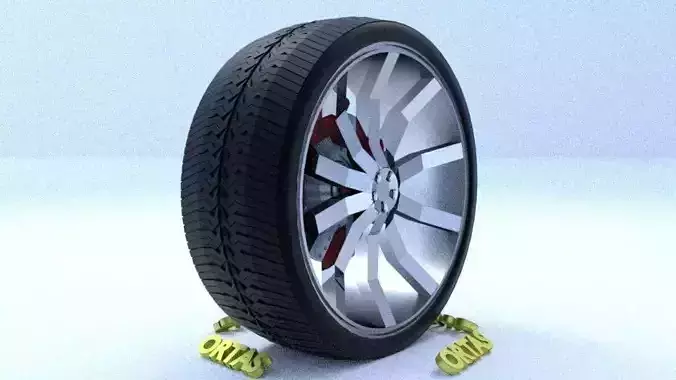 ORTAS CAR RIM 14 GAME READY RIM TIRE AND DISC 3D model