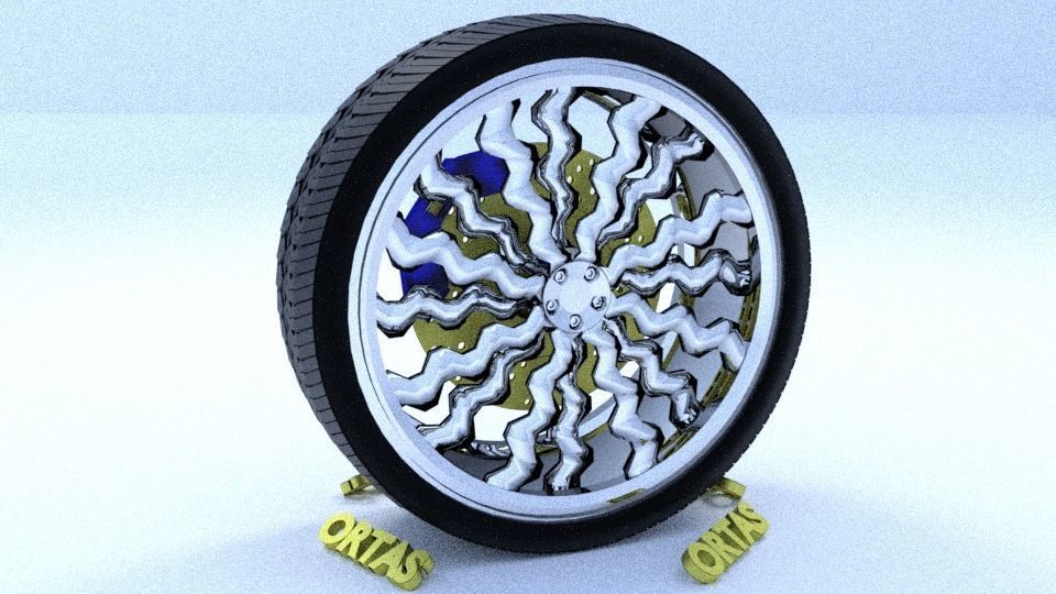 ORTAS CAR RIM 11 GAME READY RIM TIRE AND DISC 3D model_3