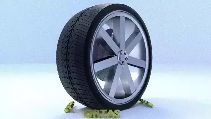 ORTAS CAR RIM 1 GAME READY RIM TIRE AND BRAKE DISC 3D model