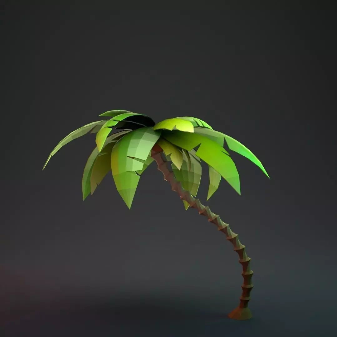 Low Poly Cartoon Palm - 02 Low-poly 3D model_0