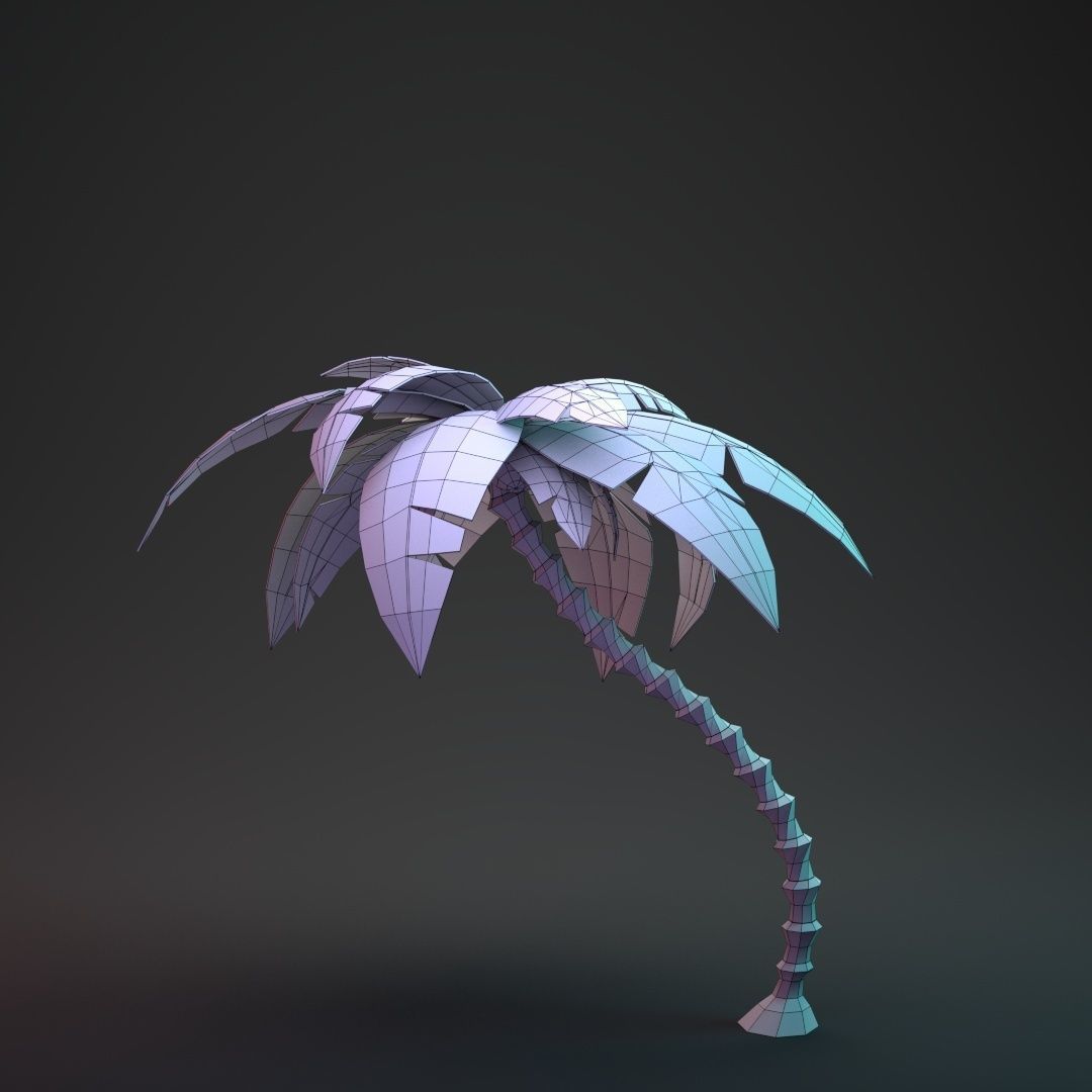 Low Poly Cartoon Palm - 02 Low-poly 3D model_14