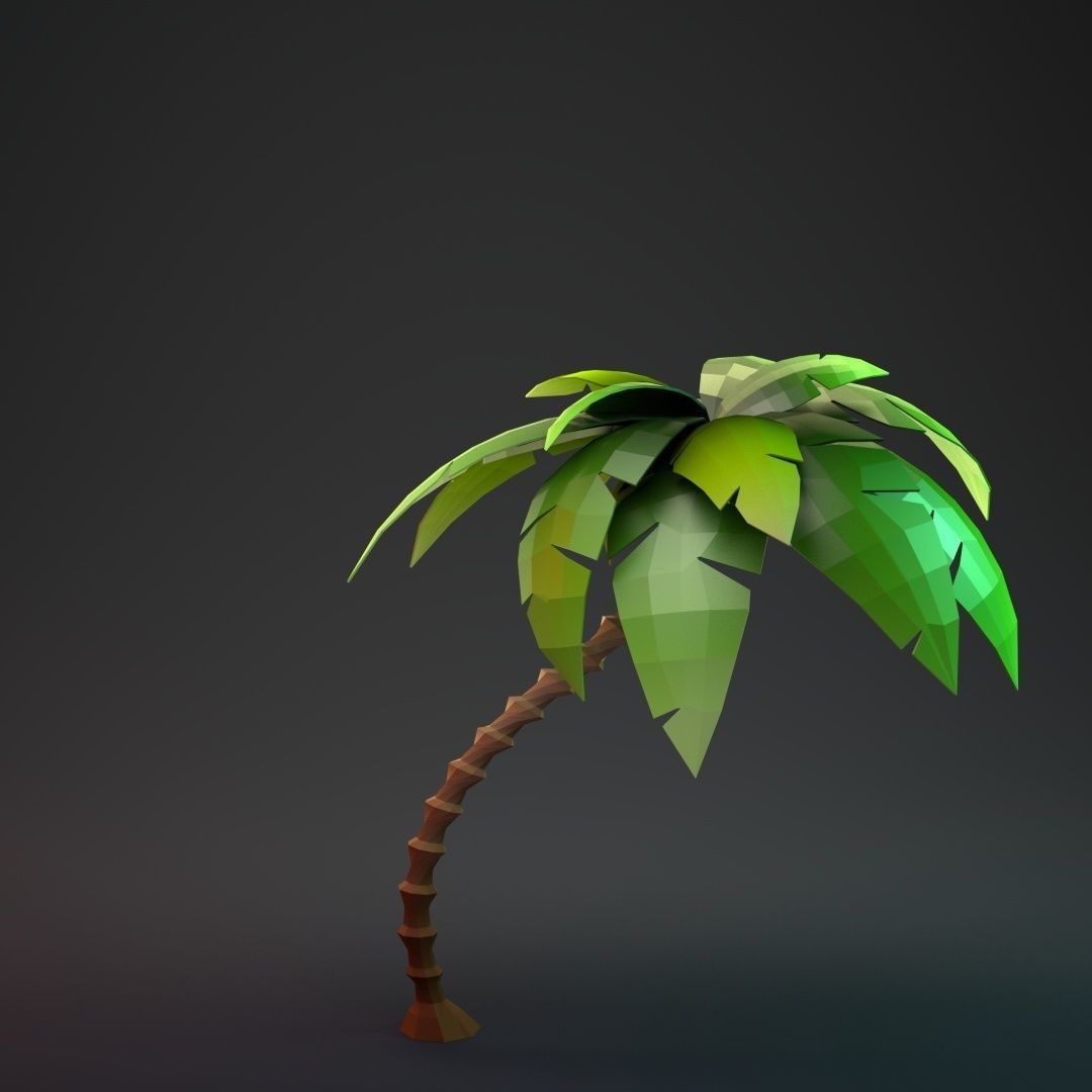 Low Poly Cartoon Palm - 02 Low-poly 3D model_3