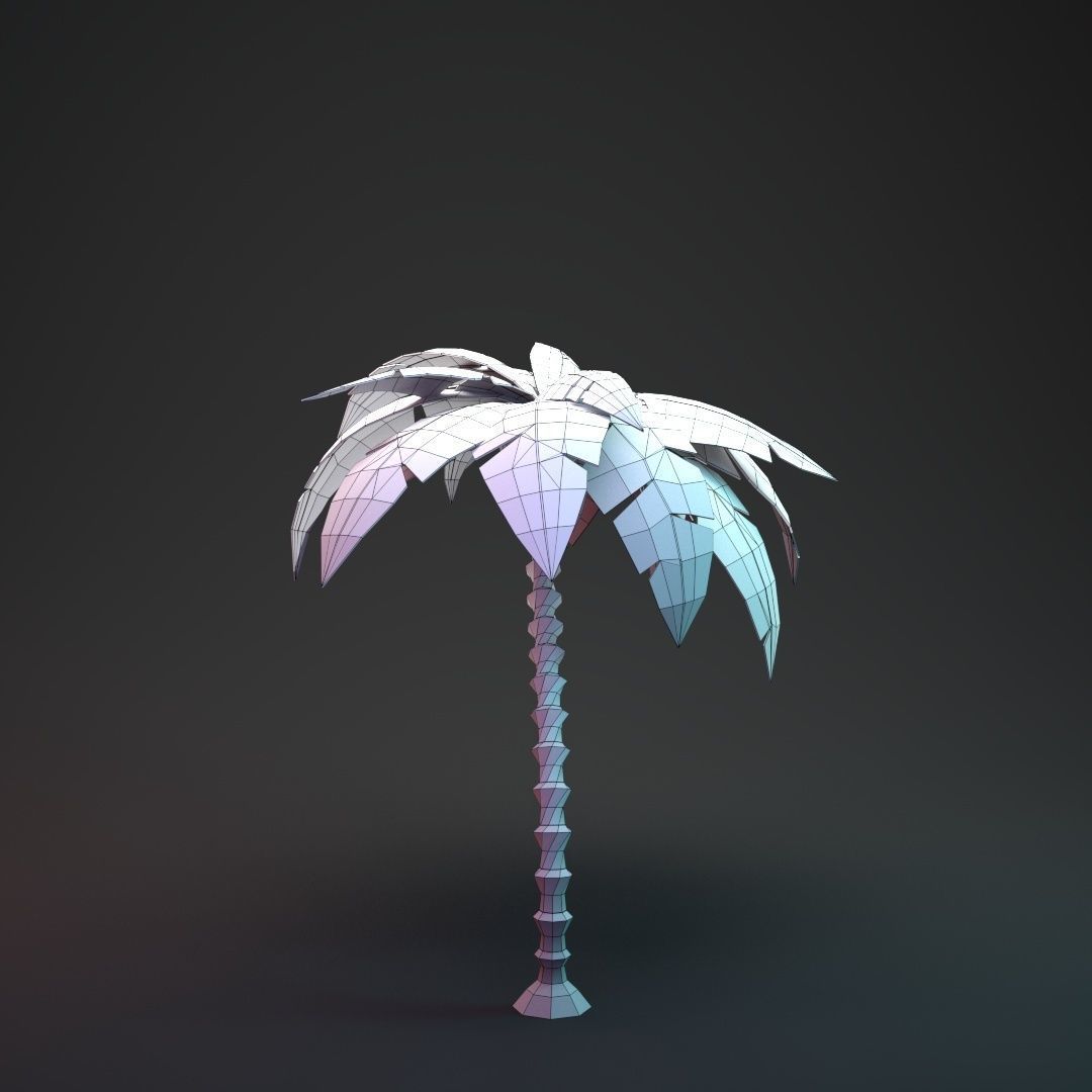 Low Poly Cartoon Palm - 02 Low-poly 3D model_13
