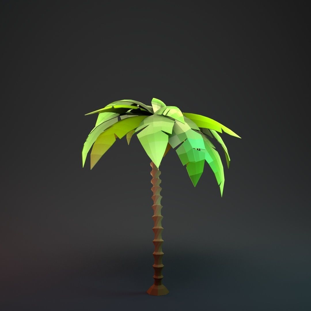 Low Poly Cartoon Palm - 02 Low-poly 3D model_2
