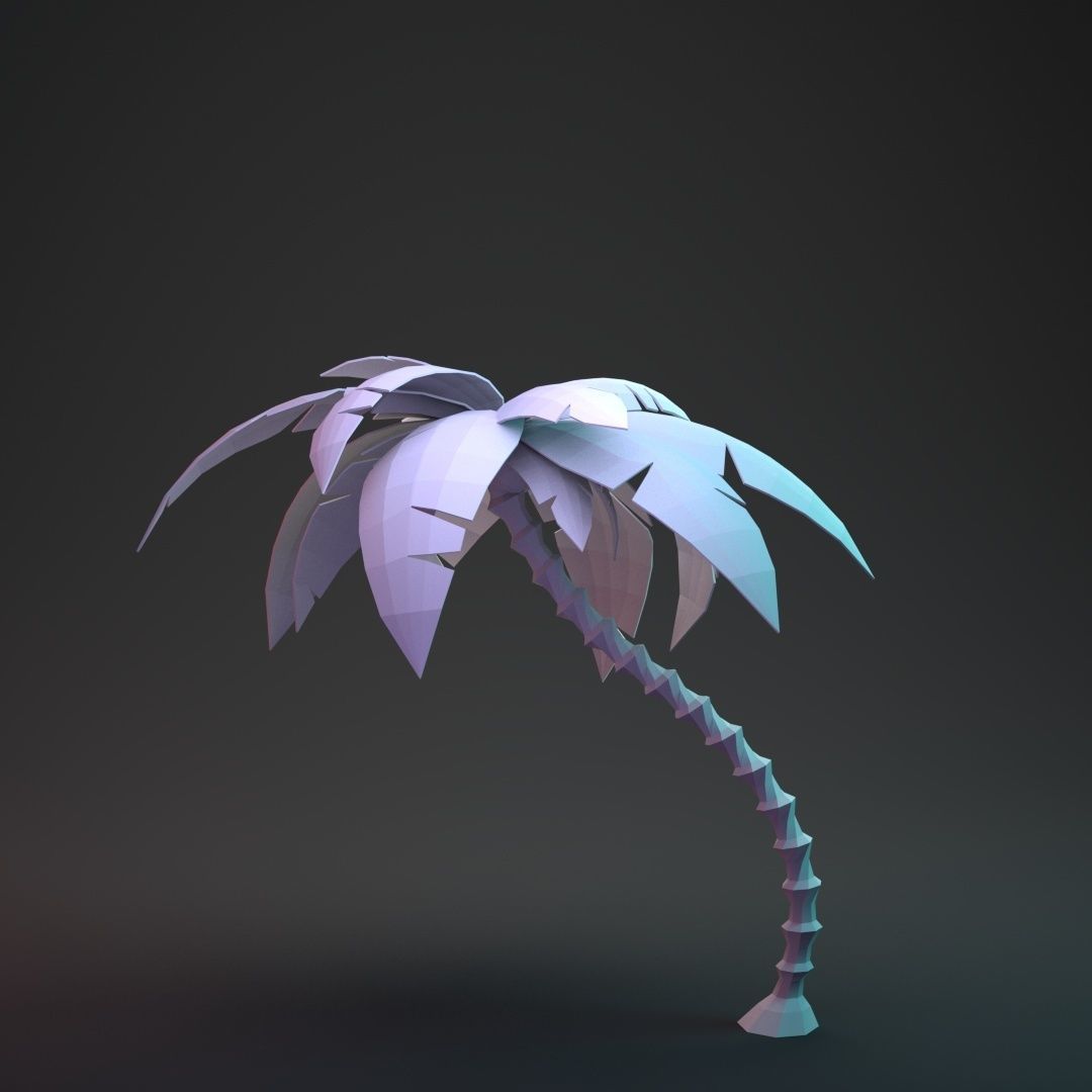 Low Poly Cartoon Palm - 02 Low-poly 3D model_6