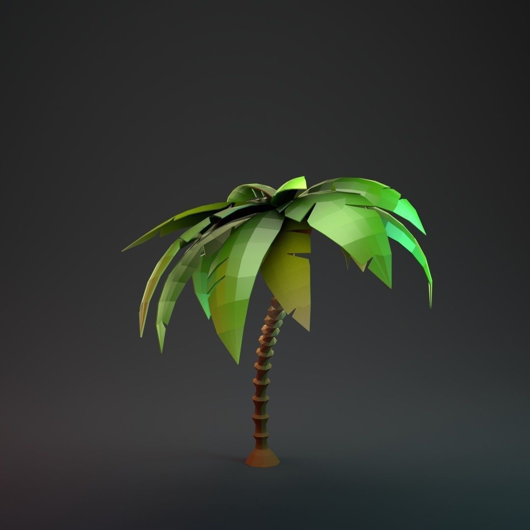 Low Poly Cartoon Palm - 02 Low-poly 3D model_4