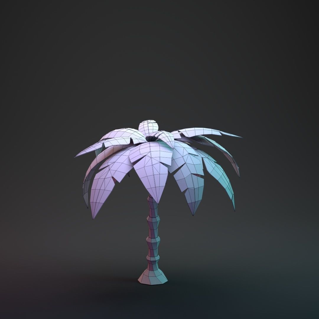 Low Poly Cartoon Palm - 03 Low-poly 3D model_14