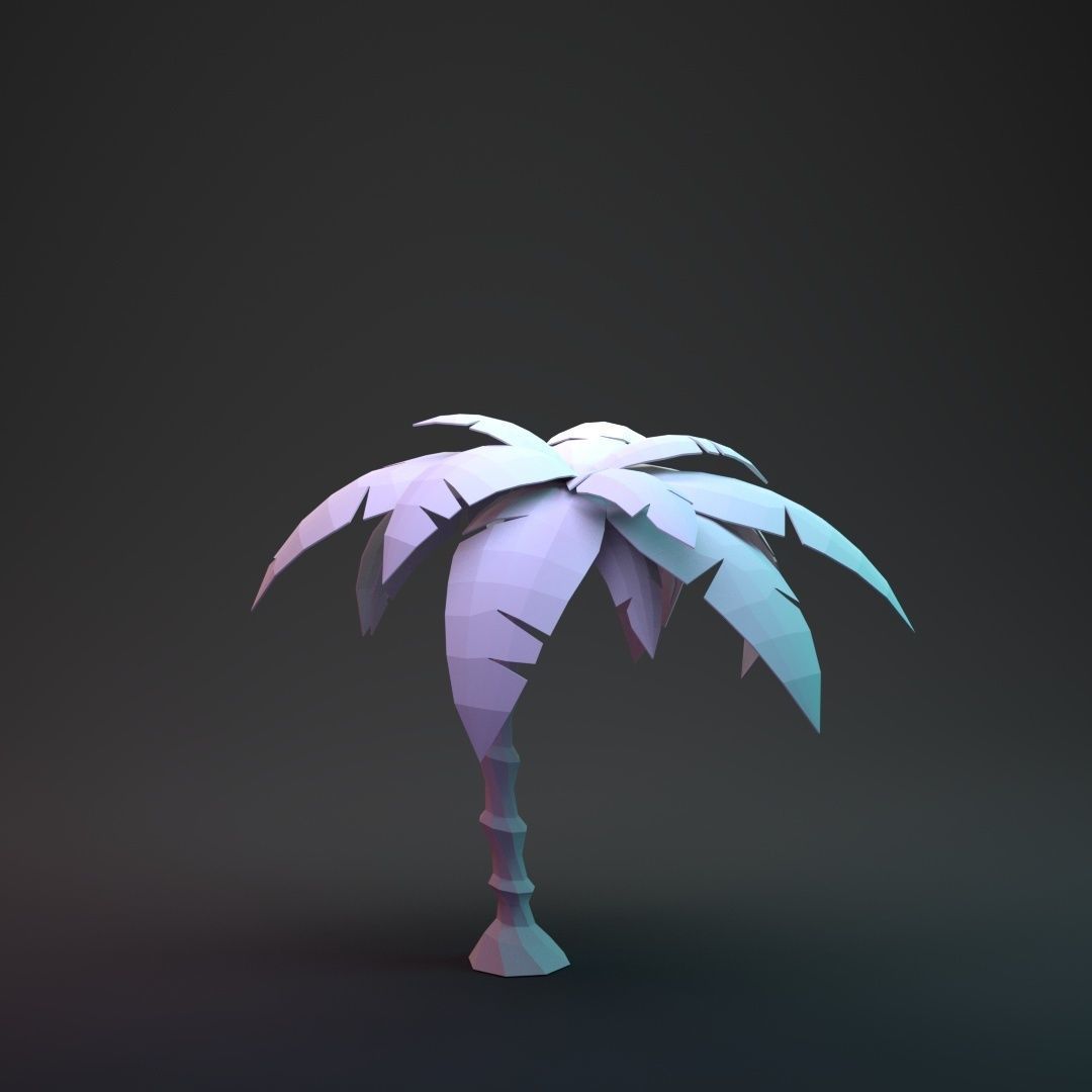 Low Poly Cartoon Palm - 03 Low-poly 3D model_11