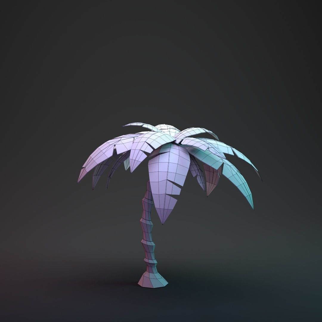 Low Poly Cartoon Palm - 03 Low-poly 3D model_17
