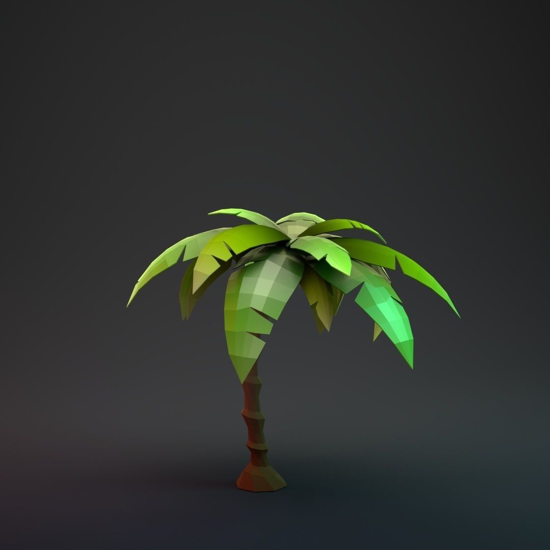Low Poly Cartoon Palm - 03 Low-poly 3D model_5