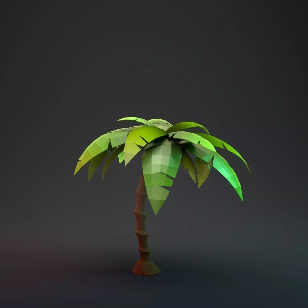 Low Poly Cartoon Palm - 03 Low-poly 3D model_0