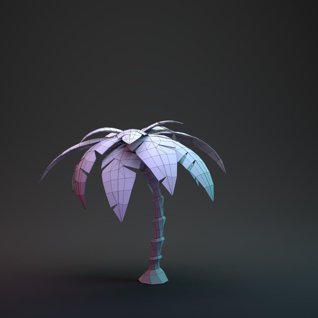 Low Poly Cartoon Palm - 03 Low-poly 3D model_15