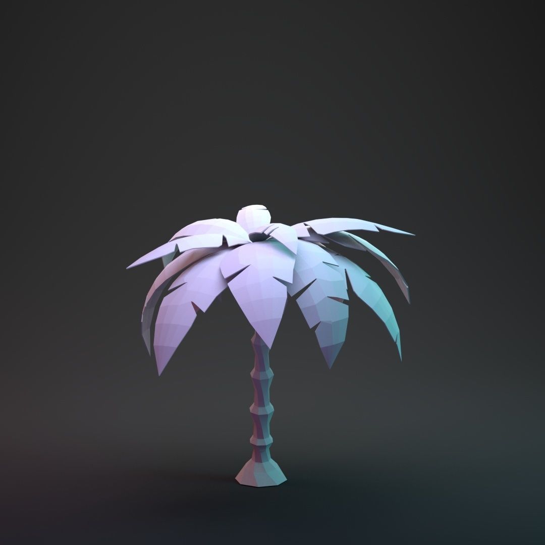 Low Poly Cartoon Palm - 03 Low-poly 3D model_10