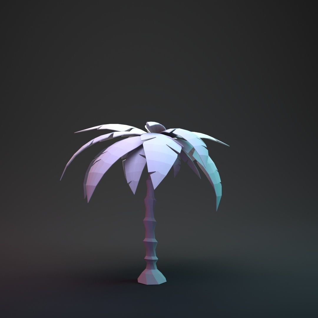 Low Poly Cartoon Palm - 03 Low-poly 3D model_8