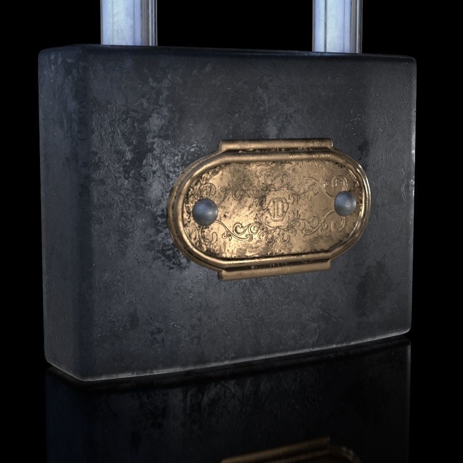 Padlock Low-poly 3D model_6