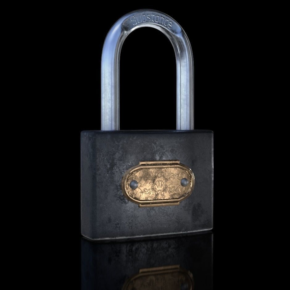 Padlock Low-poly 3D model_2