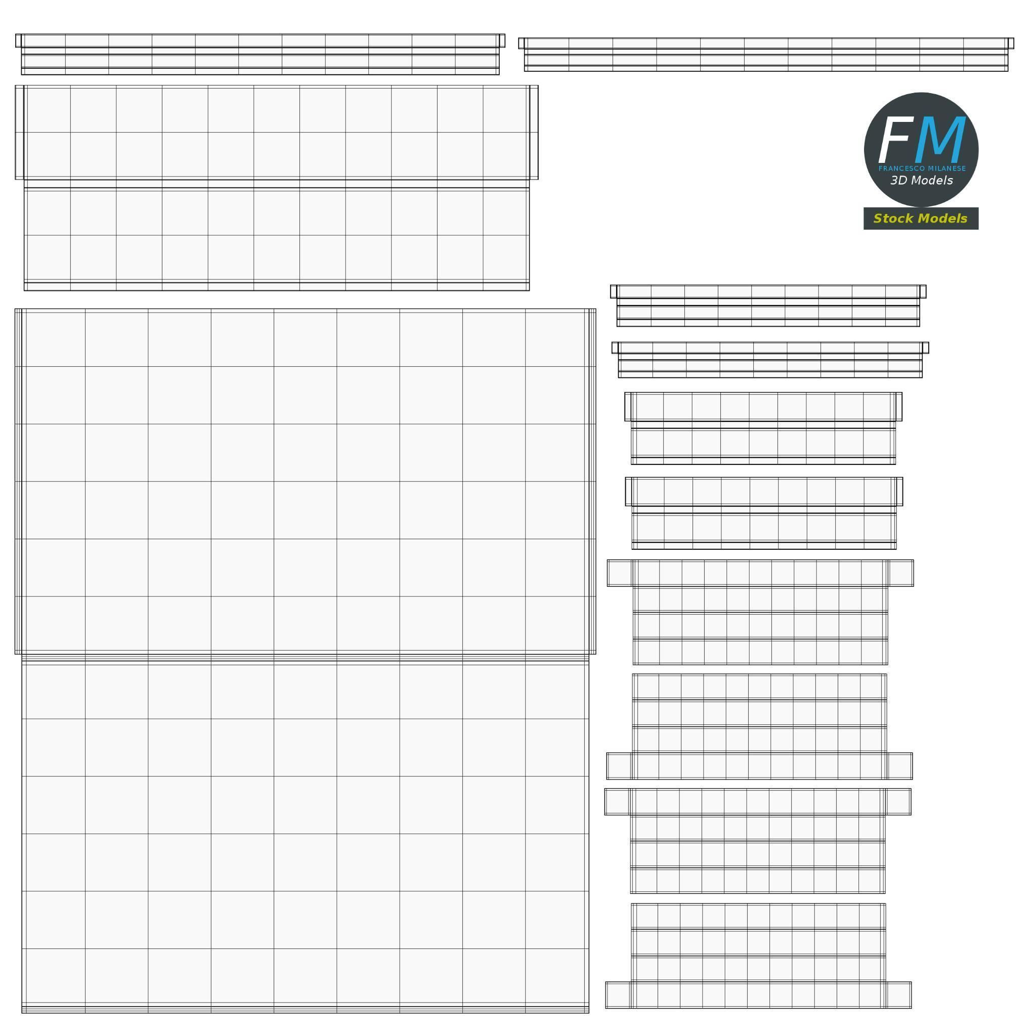 Oak desk table 3D model_11