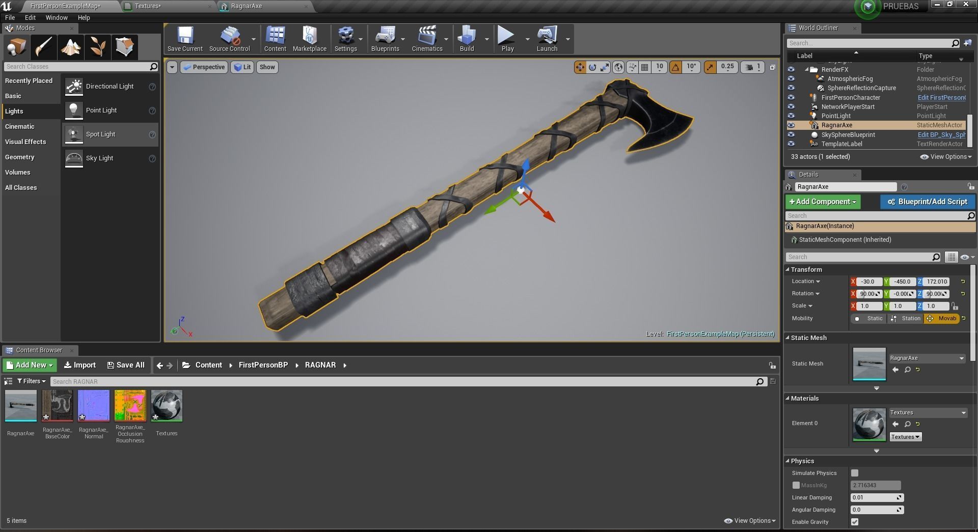 Ragnar Lothbrook Axe Ready for Game Low-poly 3D model_11