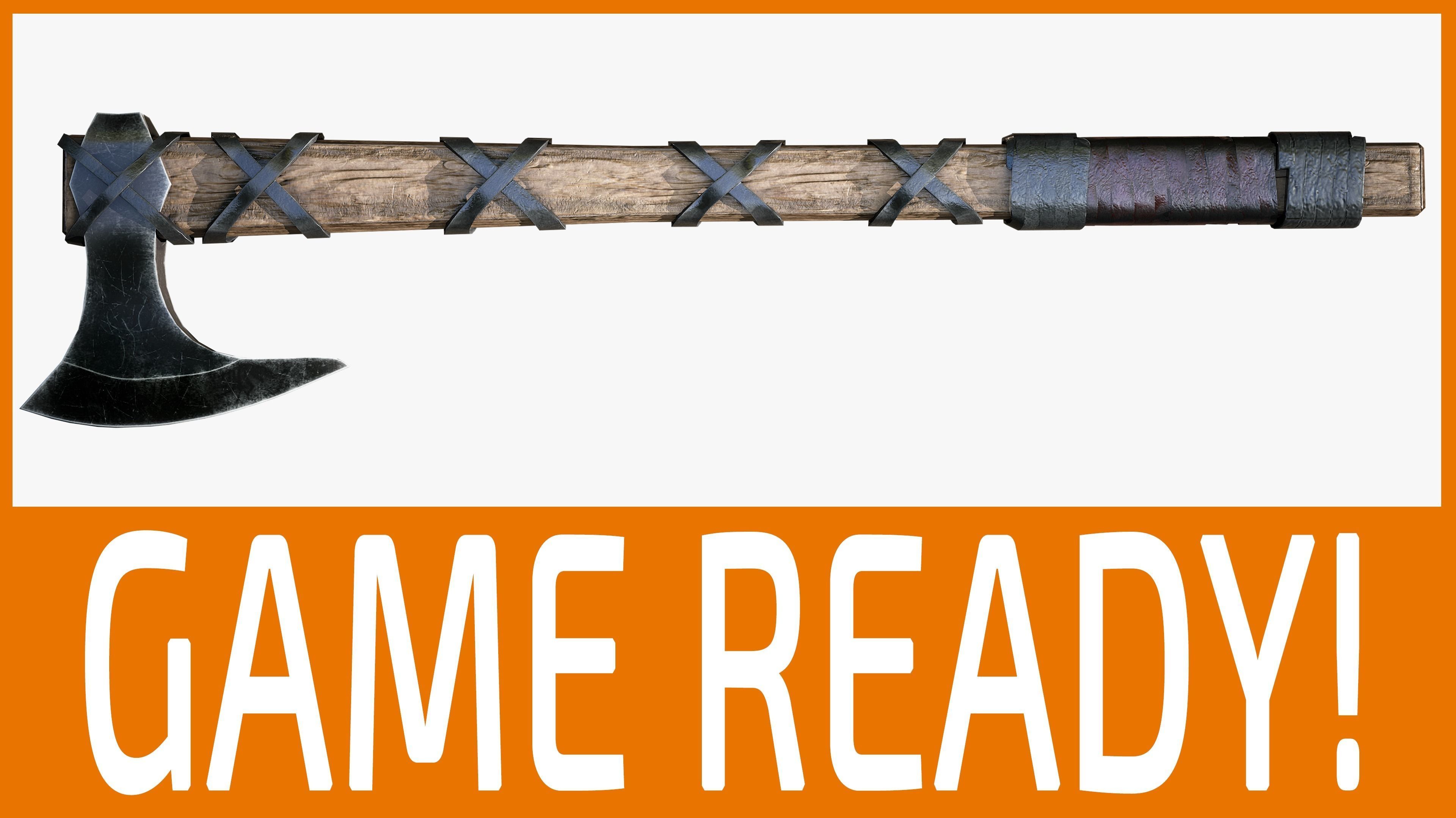 Ragnar Lothbrook Axe Ready for Game Low-poly 3D model_3