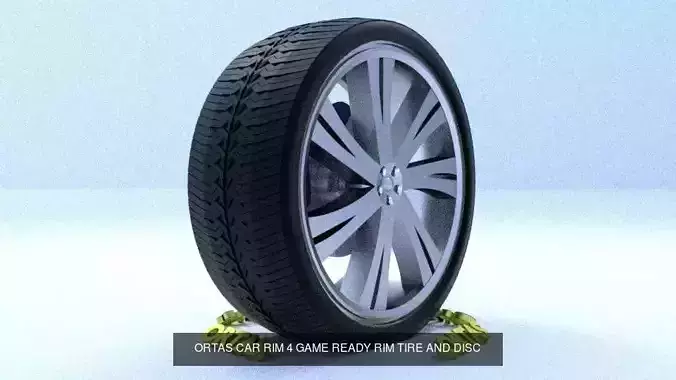 ORTAS CAR RIM 3 AND 4 GAME READY RIM TIRE AND DISC 3D Model Collection