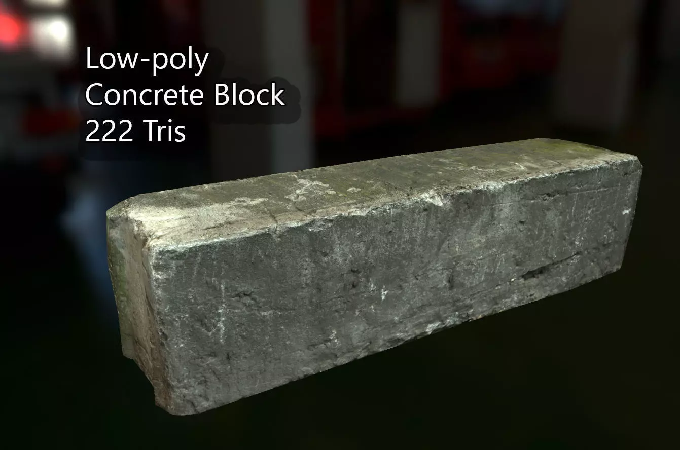 PBR Concrete Block Low-poly 3D model_0