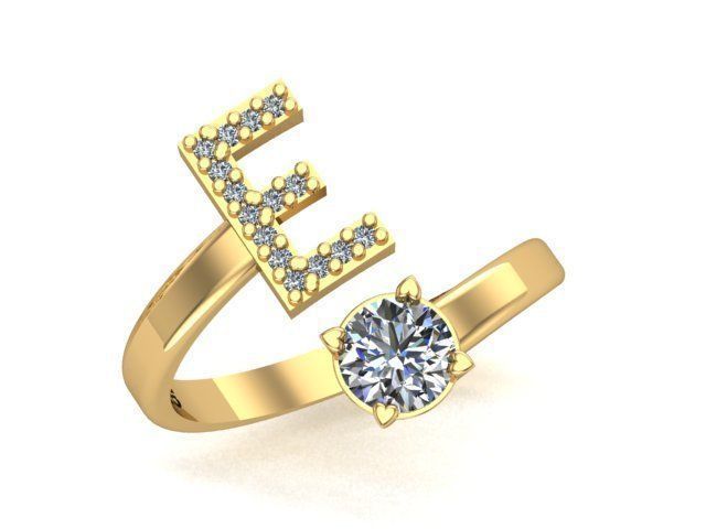 from a to z with single stones ring collection 3D model_2