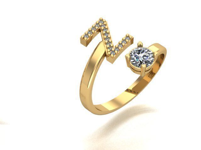 from a to z with single stones ring collection 3D model_1