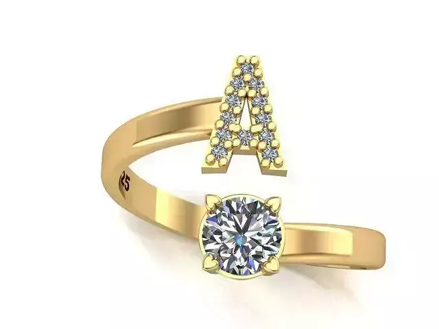 from a to z with single stones ring collection 3D model