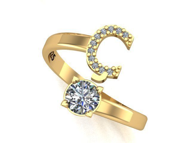 from a to z with single stones ring collection 3D model_3