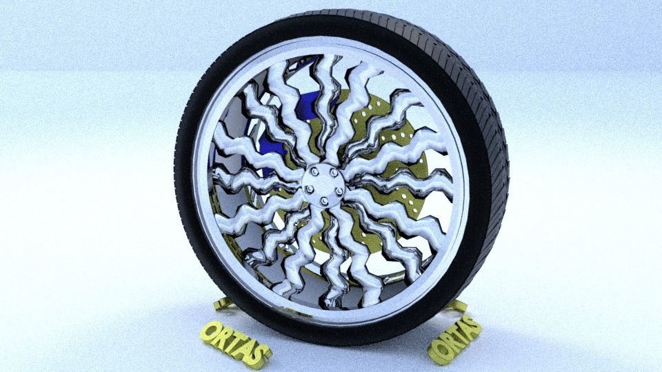 ORTAS CAR RIM 11 AND 12 GAME READY RIM TIRE AND DISC 3D Model Collection_7