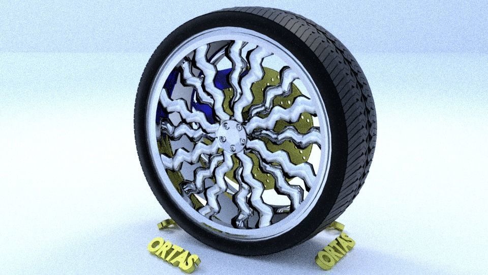 ORTAS CAR RIM 11 AND 12 GAME READY RIM TIRE AND DISC 3D Model Collection_8