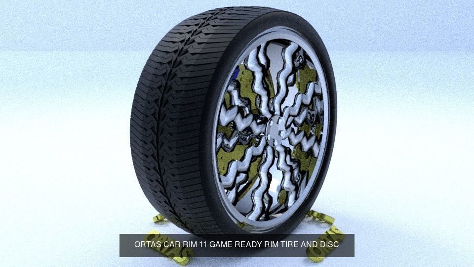 ORTAS CAR RIM 11 AND 12 GAME READY RIM TIRE AND DISC 3D Model Collection_2
