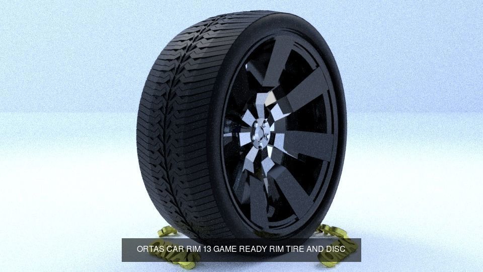 ORTAS CAR RIM 13 AND 14 GAME READY RIM TIRE AND DISC 3D Model Collection_2