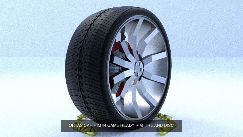 ORTAS CAR RIM 13 AND 14 GAME READY RIM TIRE AND DISC 3D Model Collection_1