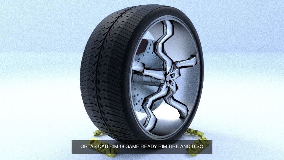ORTAS CAR RIM 17 AND 18 GAME READY RIM TIRE AND DISC 3D Model Collection_1