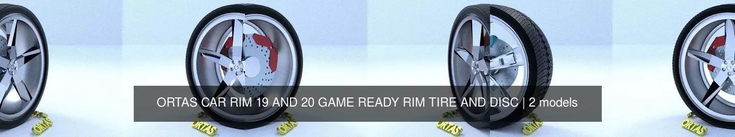 ORTAS CAR RIM 19 AND 20 GAME READY RIM TIRE AND DISC 3D Model Collection_0