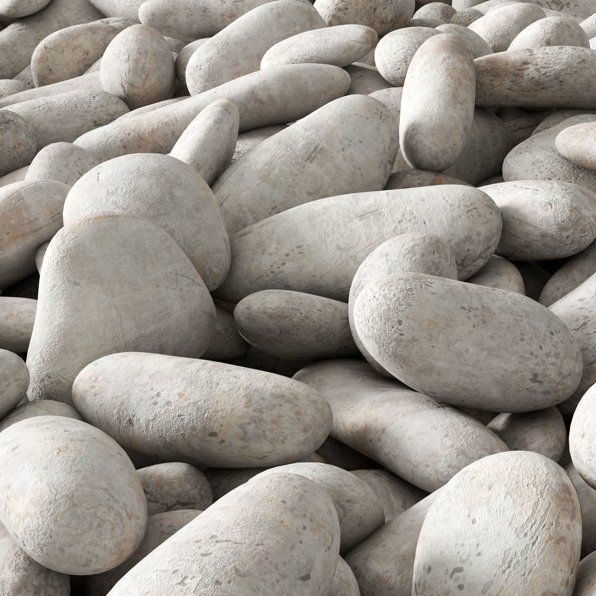 Pebble white road 3D model_1